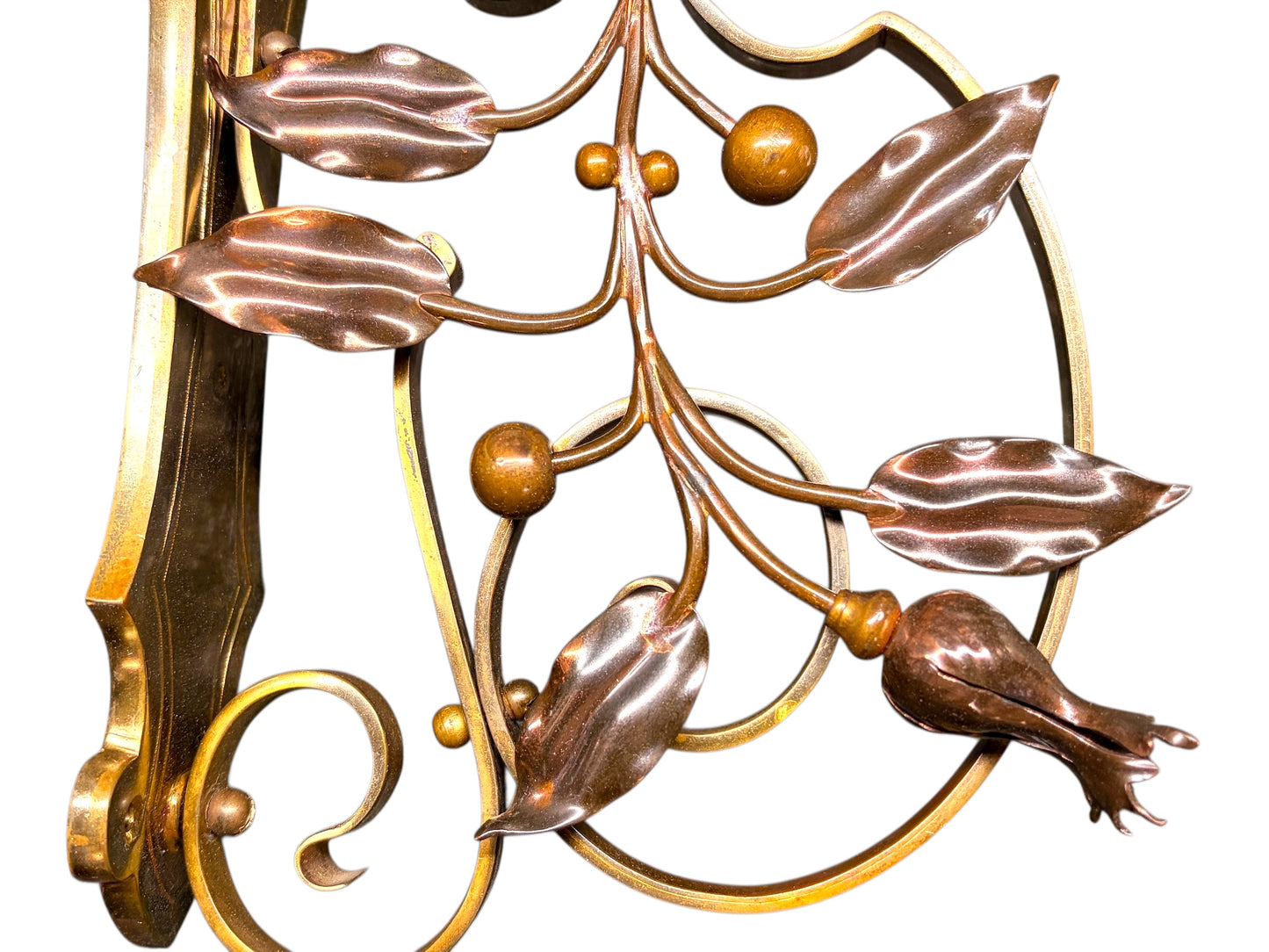 Art Nouveau Wall Sconces with Antique Etched Shades