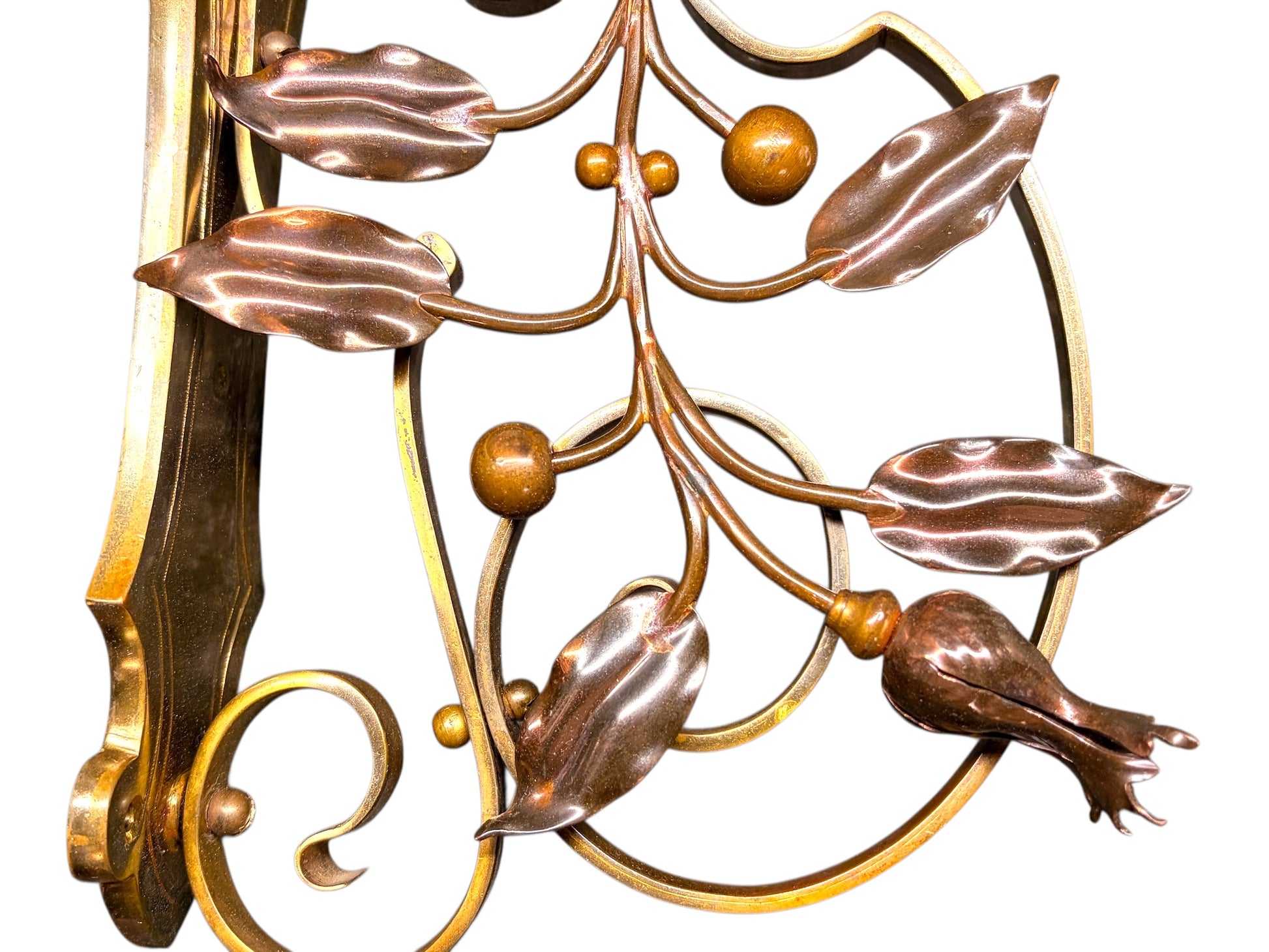 Art Nouveau Wall Sconces with Antique Etched Shades