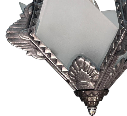 Silver Art Deco Hallway or Foyer Light with Original Finish #2556