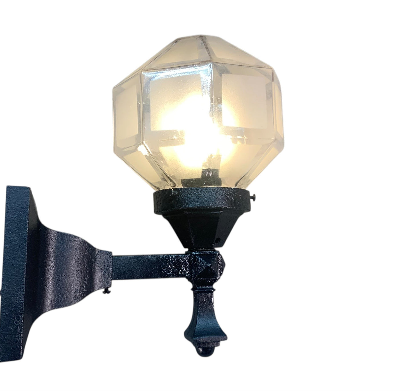 Small Outdoor Light with Faceted and Frosted Shade #2569