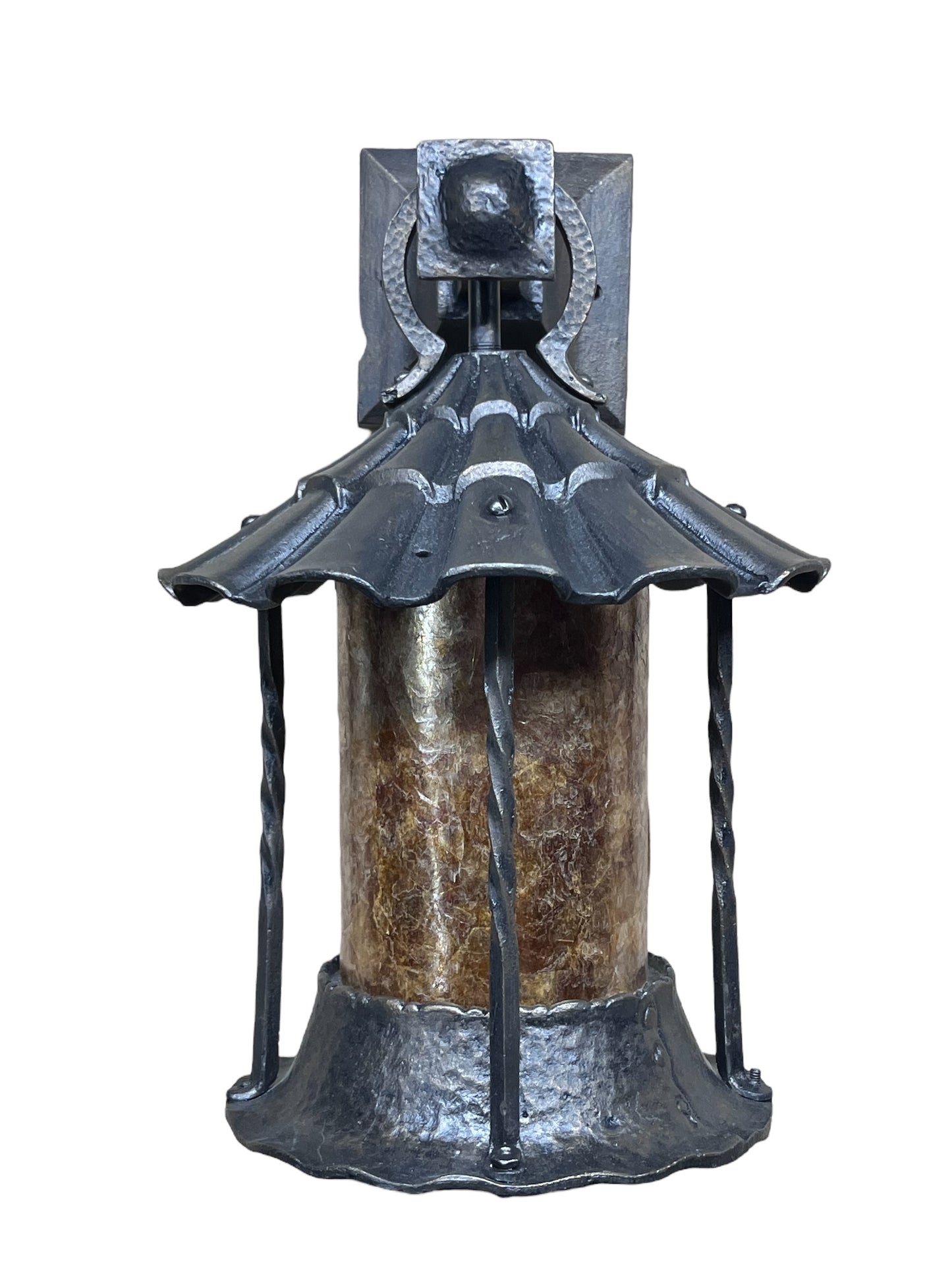 Spanish Revival Outdoor Wall Lantern with Original Glass, Bronze Paint #2559