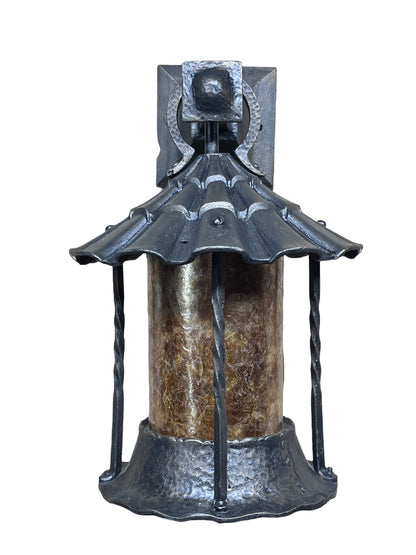 Spanish Revival Outdoor Wall Lantern with Original Glass, Bronze Paint #2559