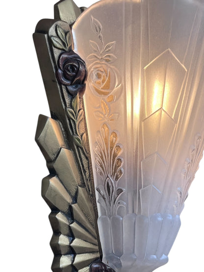 Frankelite Floral  Art Deco Wall Sconces