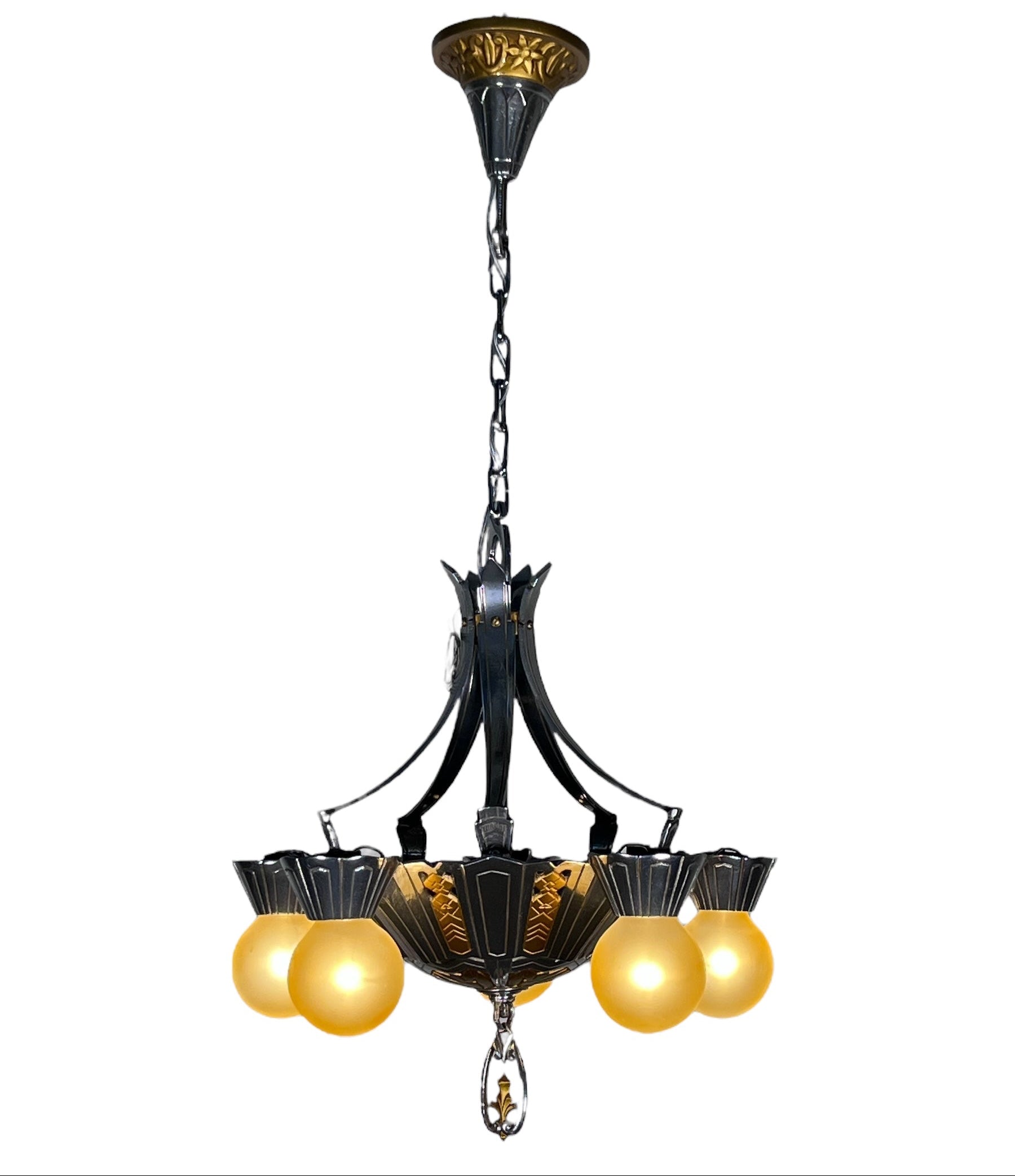 gold and silver art deco chandelier