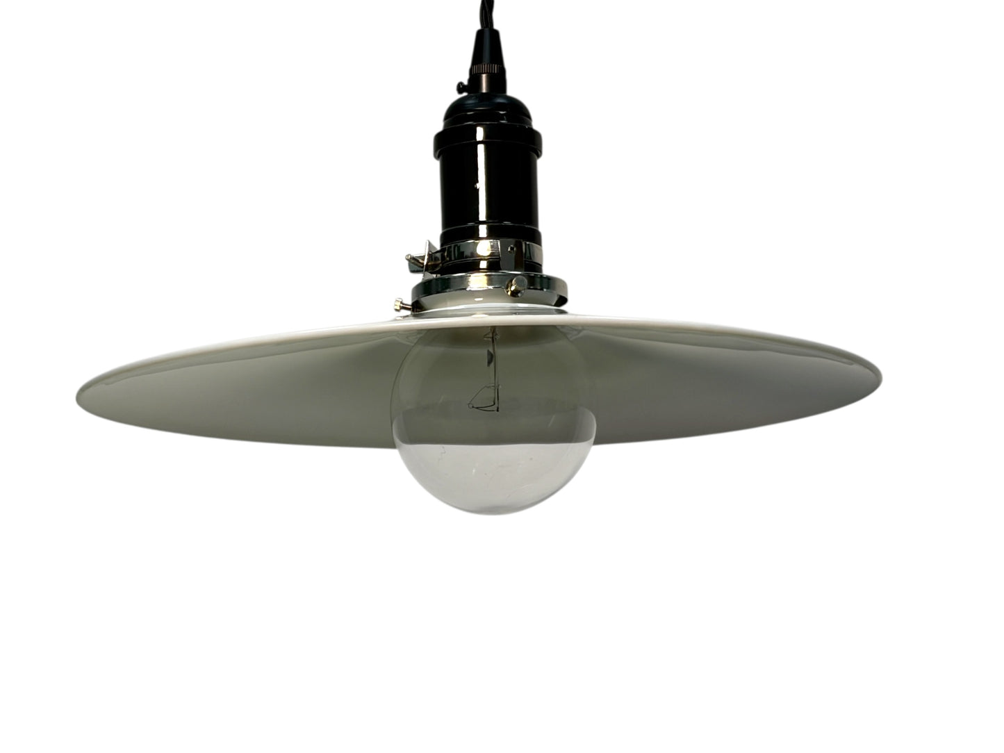 Hand Blown "Flat White" Pendant Shade Handing from Twisted Wire #2620