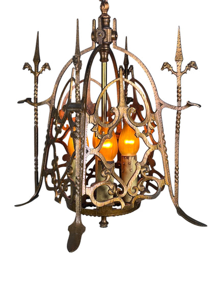 Spanish Revival Square Four Light in Red Brass #2426