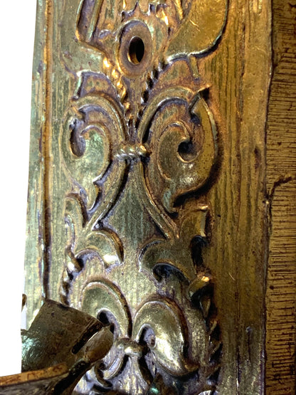 Stunning 1910s or 1920s Cast Brass Tudor or Romantic Revival Wall Sconce #2353