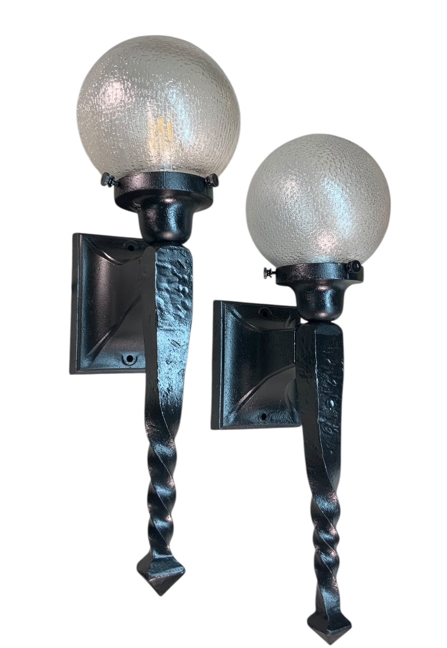 Pair Twisted Tail Wall Outdoor Sconces