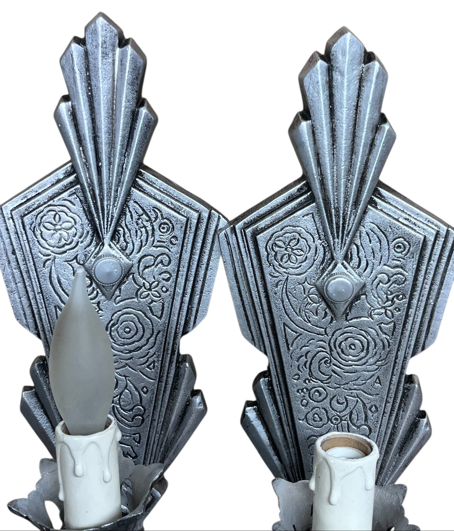 Art Deco Silver and black Sconces