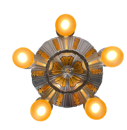 gold and silver art deco chandelier