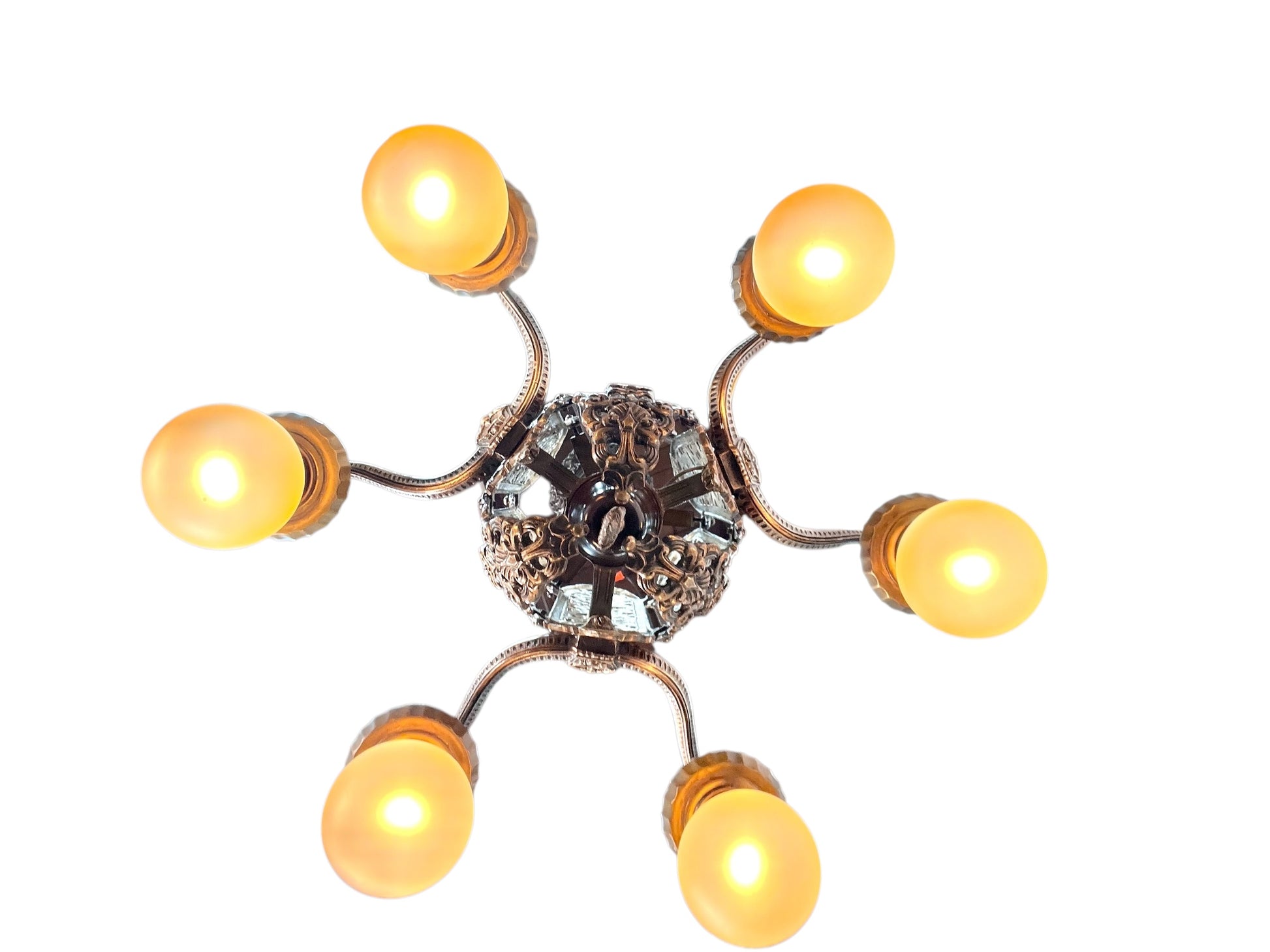 Cast Bronze 1920s Chandelier 6 Light