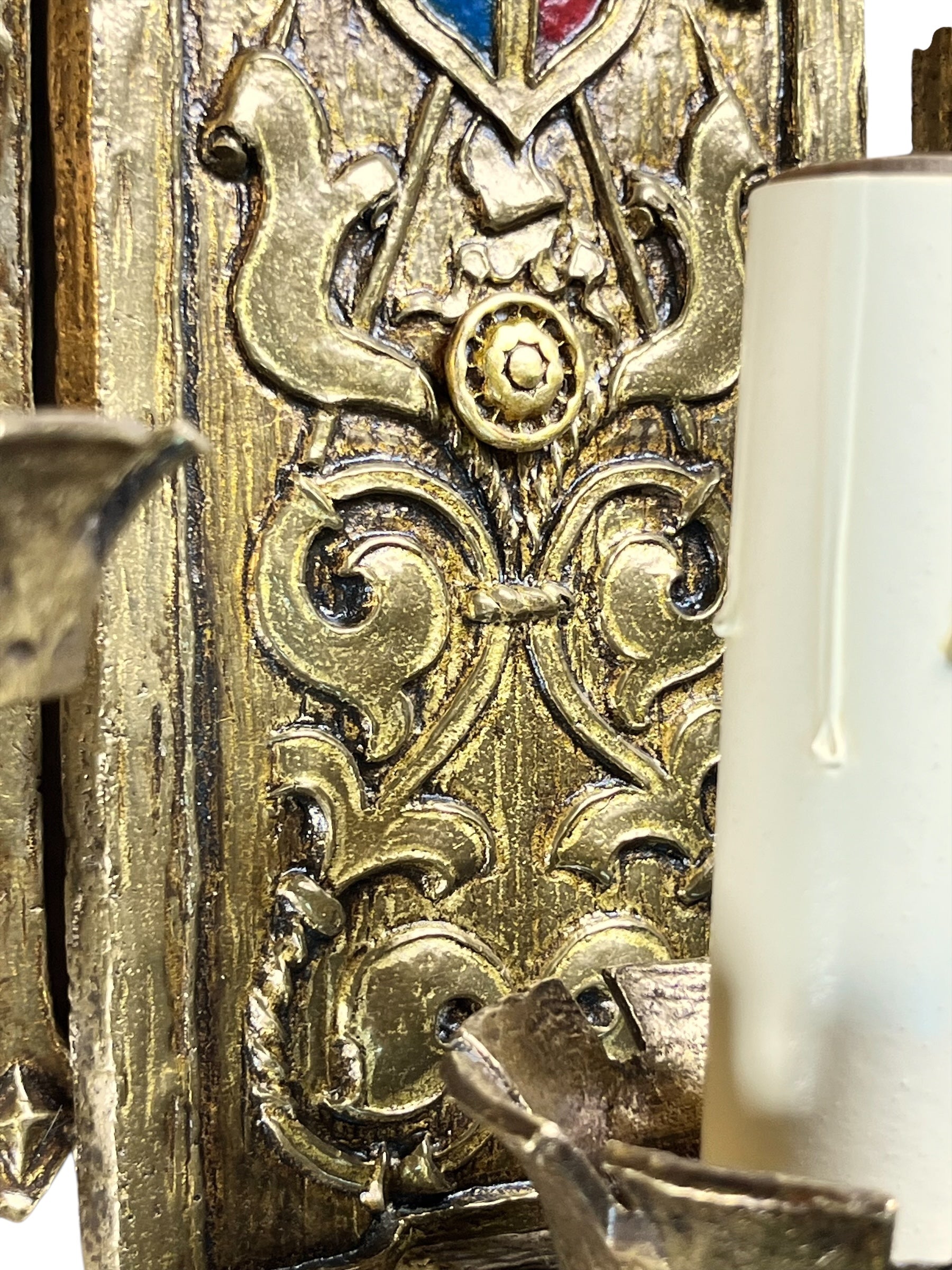 Antique Romantic Revival Wall Sconces in Solid Brass Renaissance Revival 