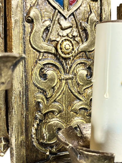 Antique Romantic Revival Wall Sconces in Solid Brass Renaissance Revival 