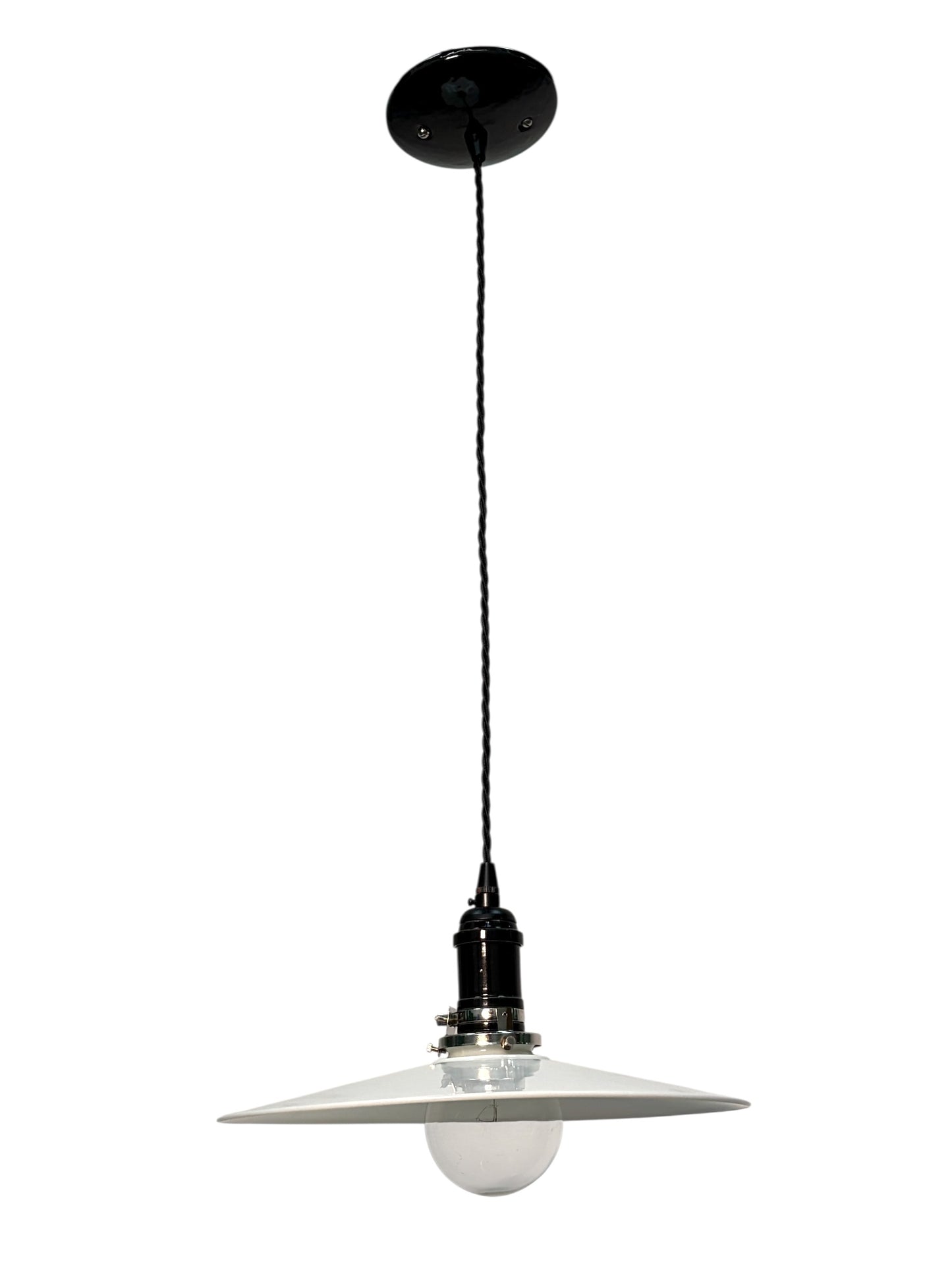 Hand Blown "Flat White" Pendant Shade Handing from Twisted Wire #2620