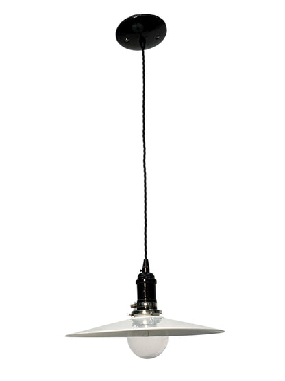 Hand Blown "Flat White" Pendant Shade Handing from Twisted Wire #2620