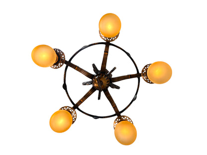 1920s Cast Bronze 5 Light Chandelier in Spectacular Original Condition #2622