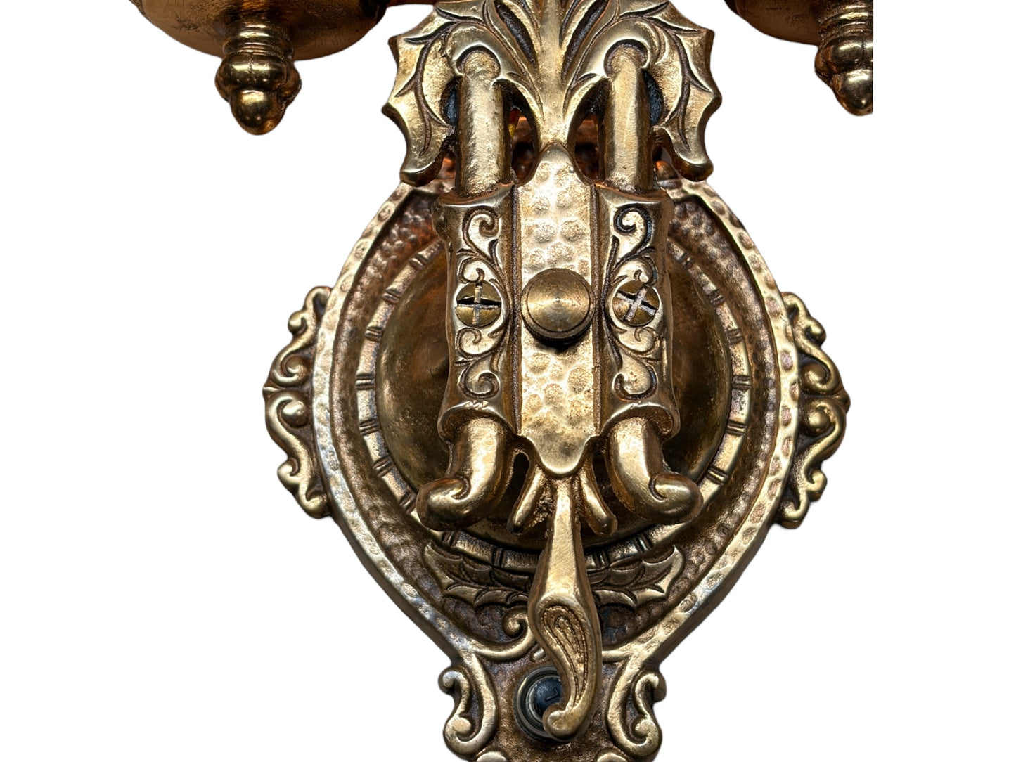 Four Double Cast Bronze Wall Sconces with  Mica Shields and Thistle Motif (priced per pair) #2633