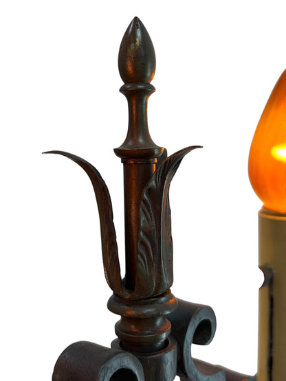1920s Wrought Iron Spanish Revival Floor Lamp with Adjustable Height #2639
