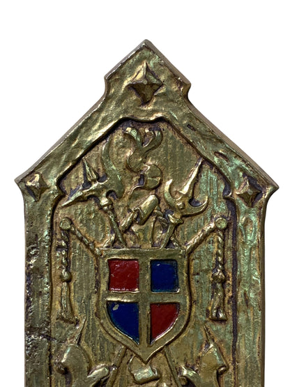 Stunning 1910s or 1920s Cast Brass Tudor or Romantic Revival Wall Sconce #2353