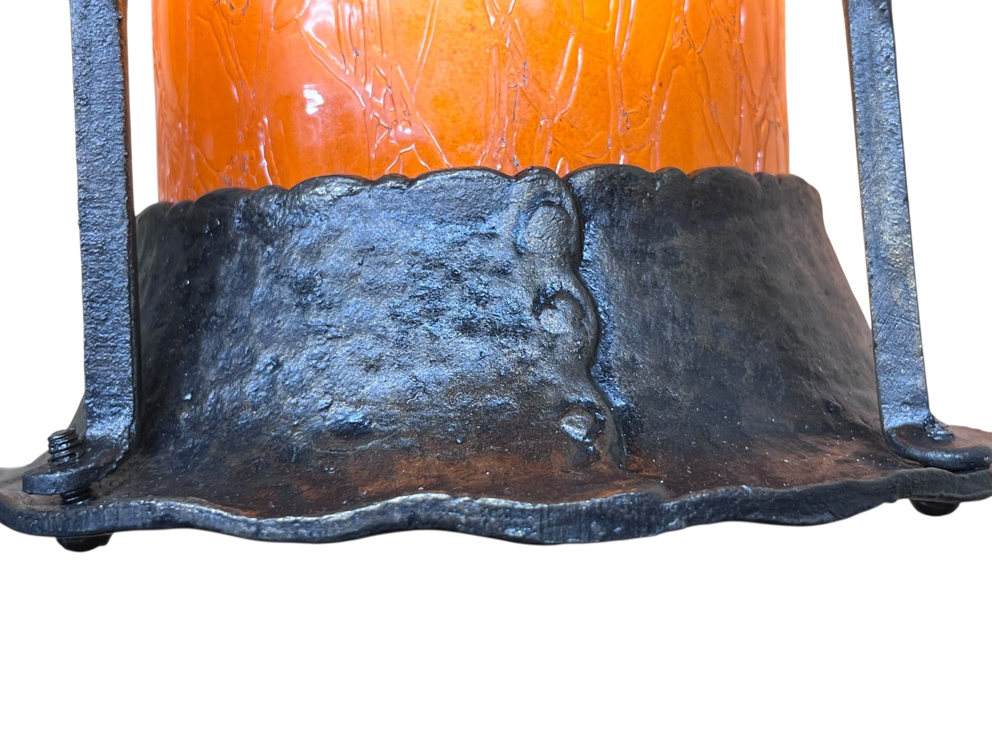 Spanish revival Porch Light with Amber Crackle Glass Shade