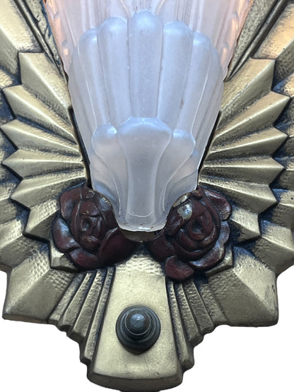 Frankelite Floral  Art Deco Wall Sconces