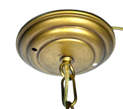 Art Deco Pink Slip Shade 2 Light Pendant