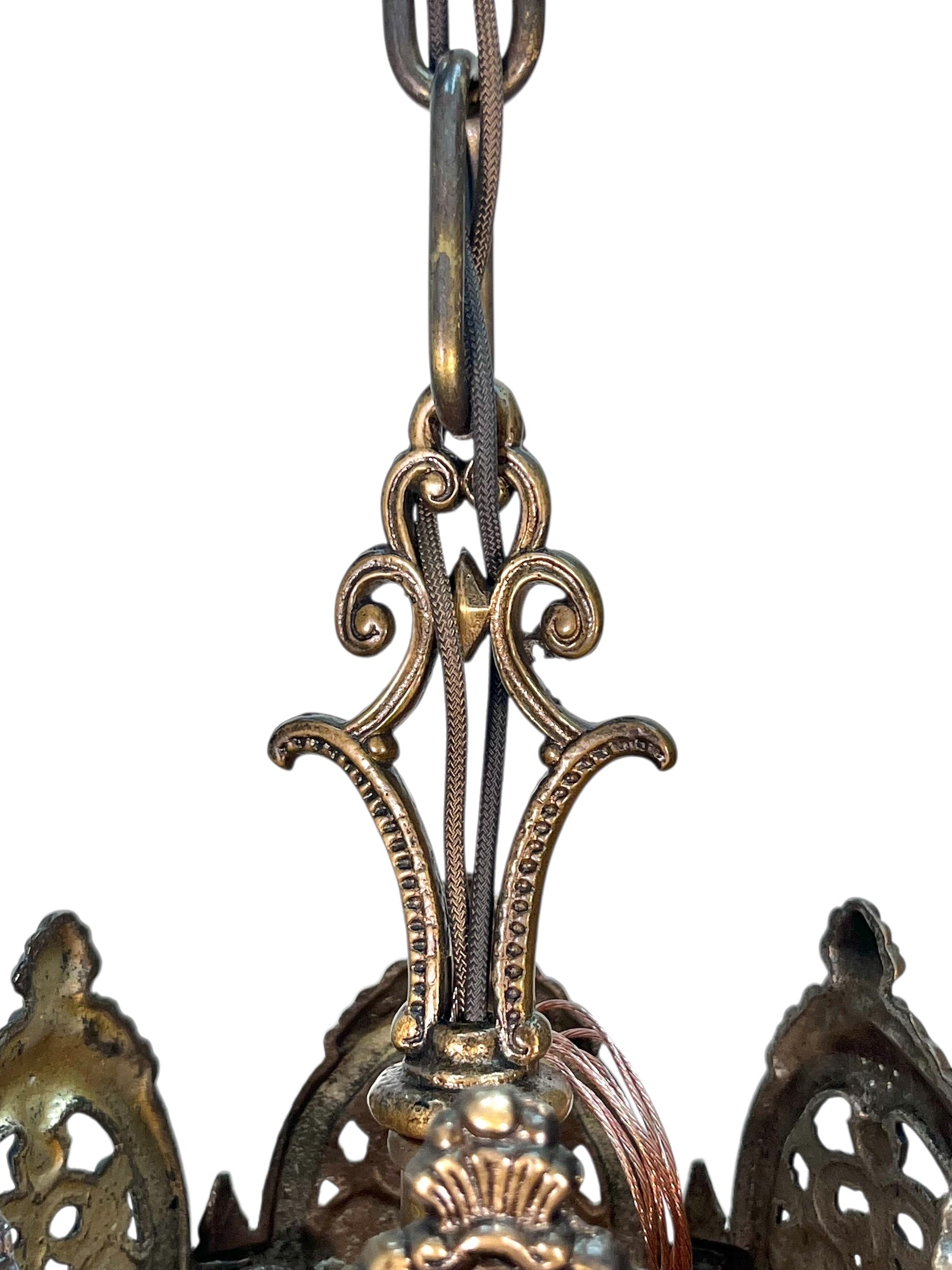 Cast Bronze 1920s Chandelier 6 Light