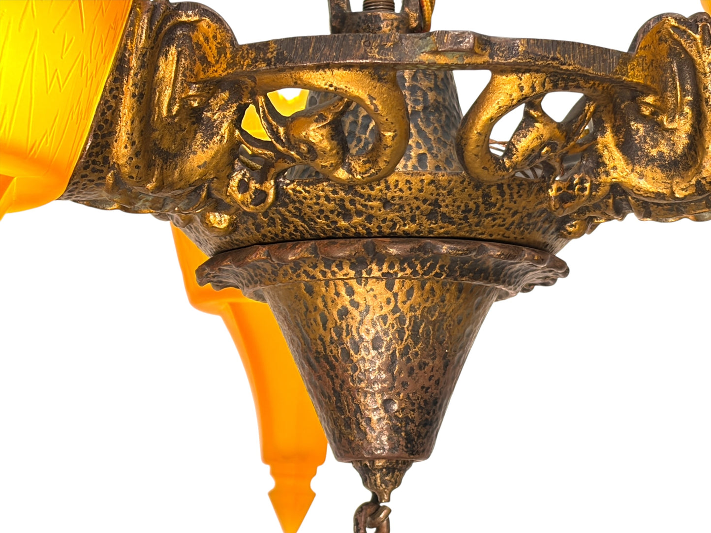 Art Deco Era Frankelite 3 Light Chandelier #891  ORIGINAL FINISH