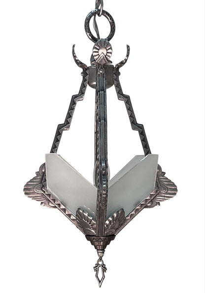 Silver Art Deco Hallway or Foyer Light with Original Finish #2556