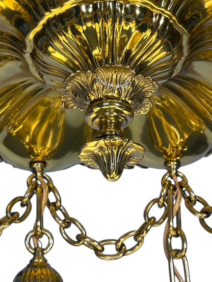 Solid Brass Sheffield Pattern Light with 8 Steuben Shades