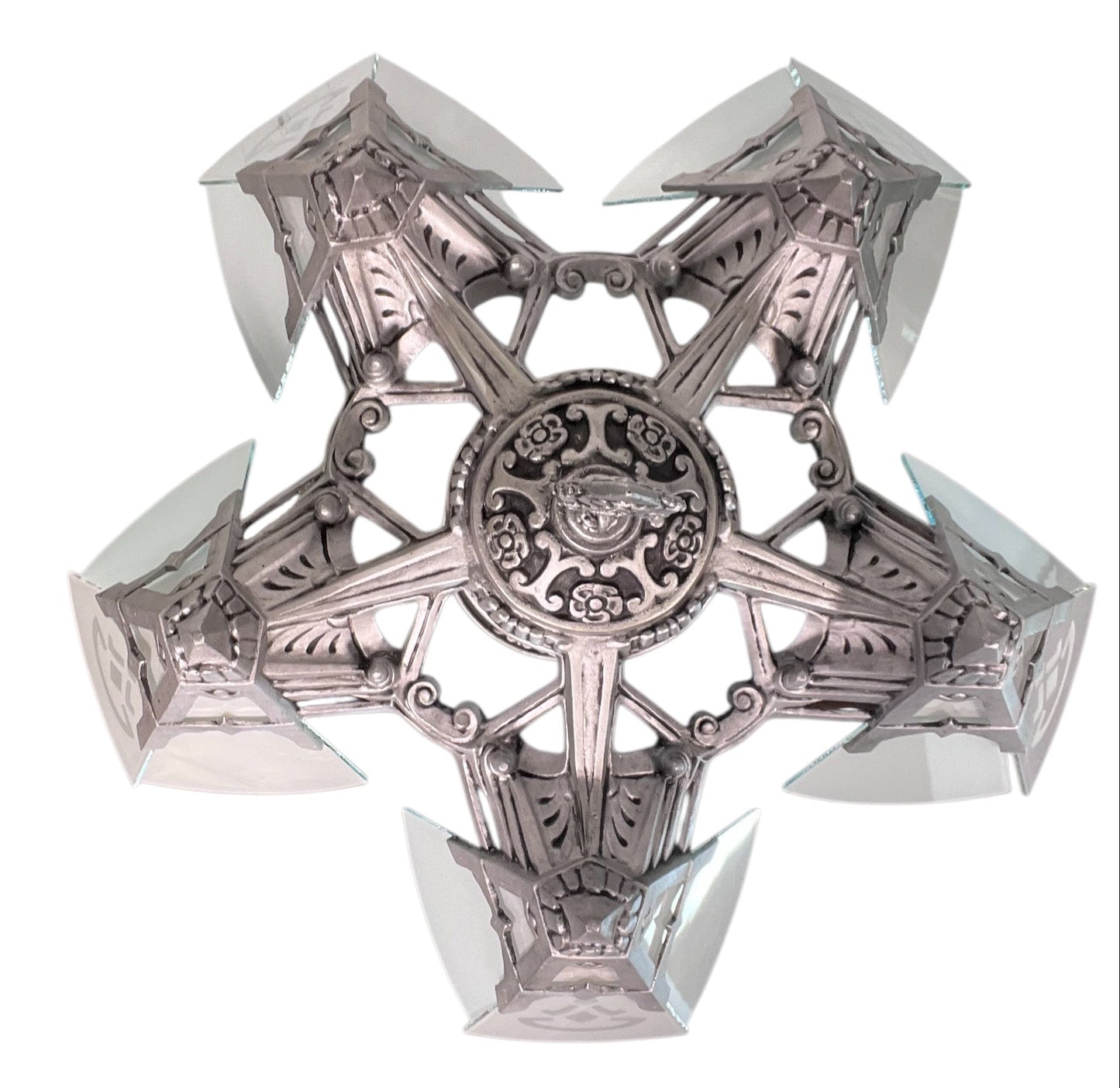 Art Deco Chandelier with Flat Panels of Glass