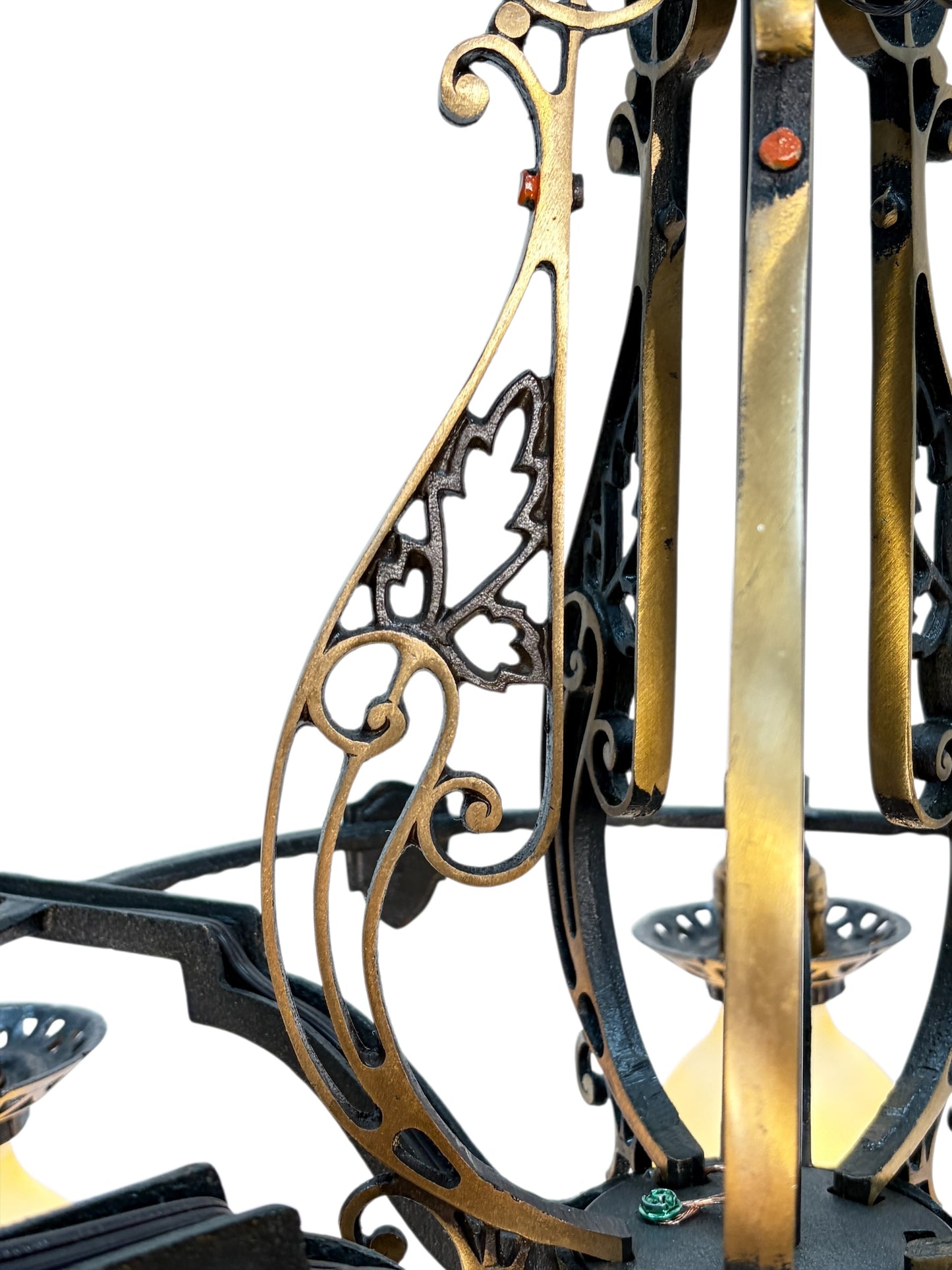 1920s Cast Bronze 5 Light Chandelier in Spectacular Original Condition #2622