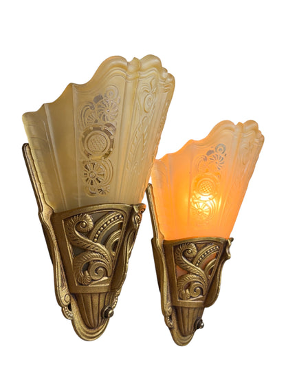 1934 Art Deco "Stylux" Sconces by Lightolier with Original Paint Finish #2631
