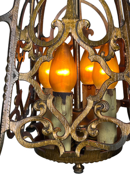 Spanish Revival Square Four Light in Red Brass #2426