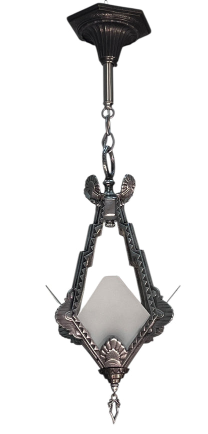 Silver Art Deco Hallway or Foyer Light with Original Finish #2556