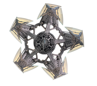 Art Deco Chandelier with Flat Panels of Glass