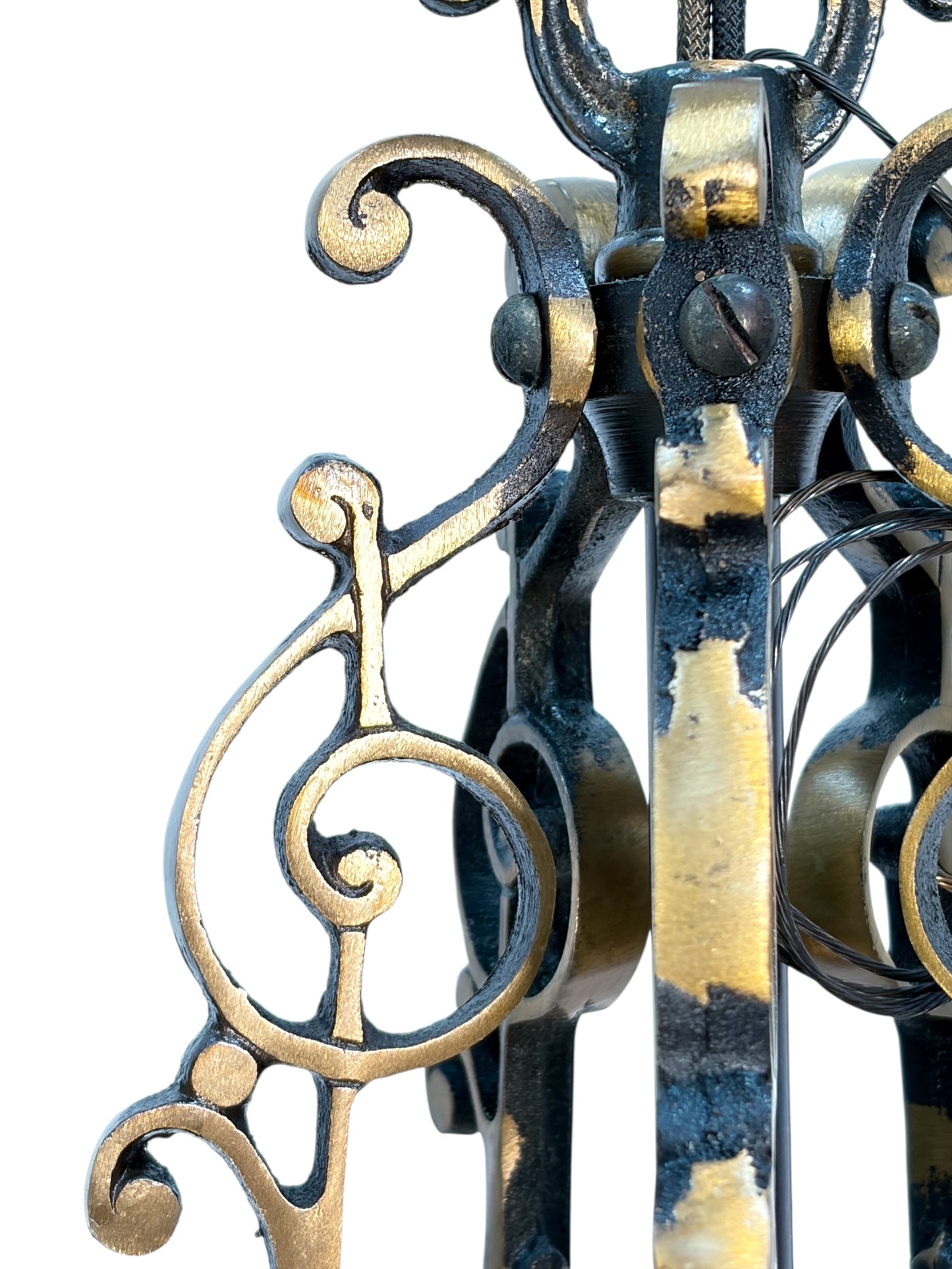 1920s Cast Bronze 5 Light Chandelier in Spectacular Original Condition #2622