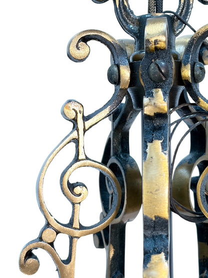 1920s Cast Bronze 5 Light Chandelier in Spectacular Original Condition #2622