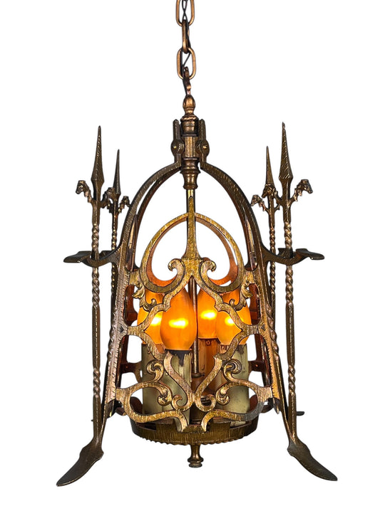 Spanish Revival Square Four Light in Red Brass #2426