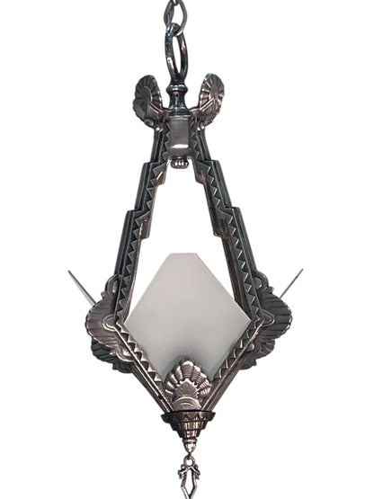 Silver Art Deco Hallway or Foyer Light with Original Finish #2556