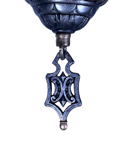 Dark Silver 5 Light Chandelier with Amber Glass Slip Shades #2582