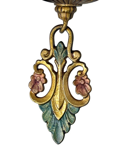 Art Deco Pink Slip Shade 5 Light Pendant Chandelier  Markel "La Salle" Line #2587