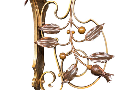 Art Nouveau Wall Sconces with Antique Etched Shades