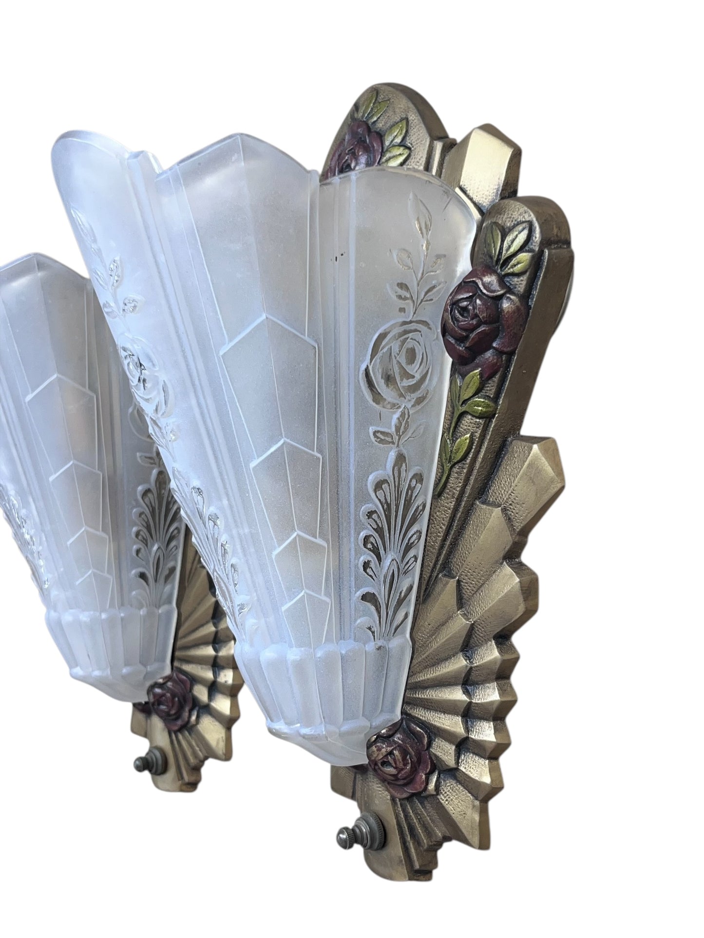 Frankelite Floral  Art Deco Wall Sconces