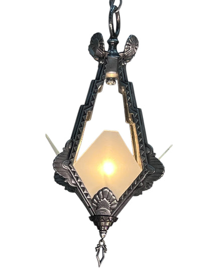 Silver Art Deco Hallway or Foyer Light with Original Finish #2556
