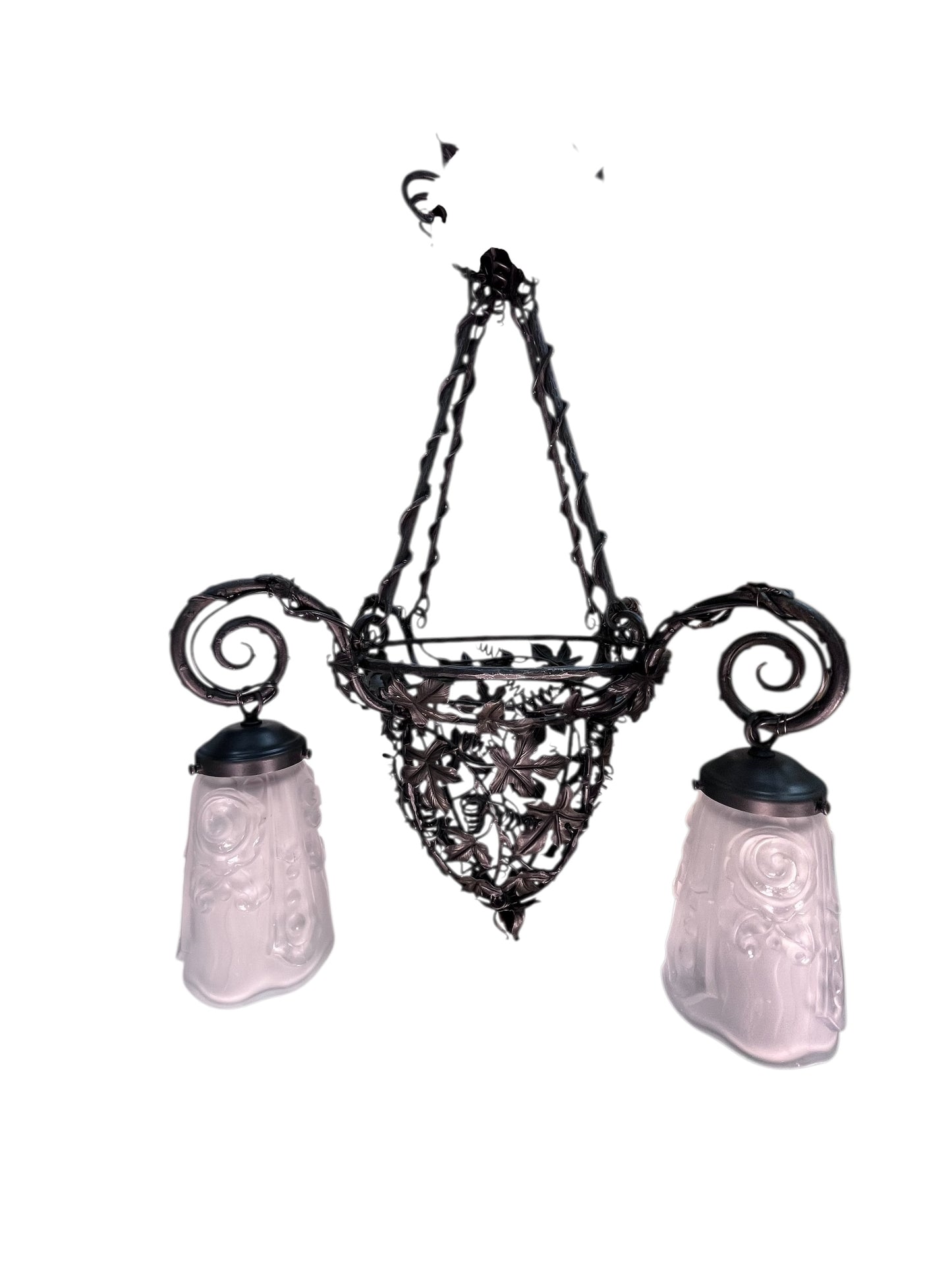 Beautiful 1920s Art Deco Floral Chandelier from France #2555