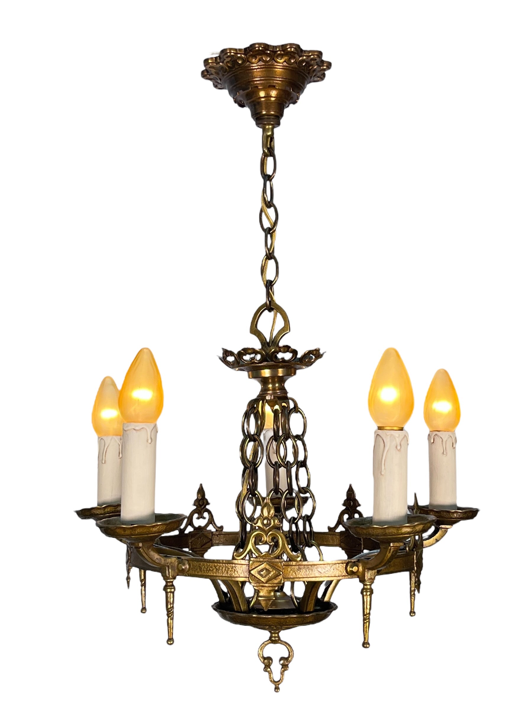 Cast Brass Chandelier 1920s