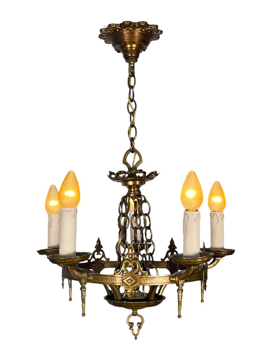 Cast Brass Chandelier 1920s