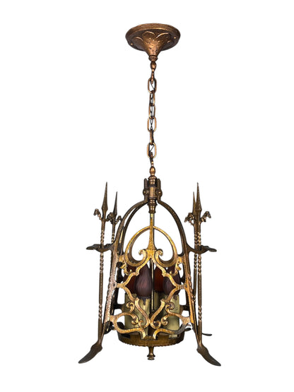 Spanish Revival Square Four Light in Red Brass #2426