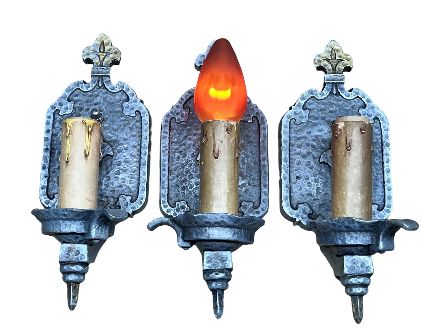 1910s Hammered Wall Sconces